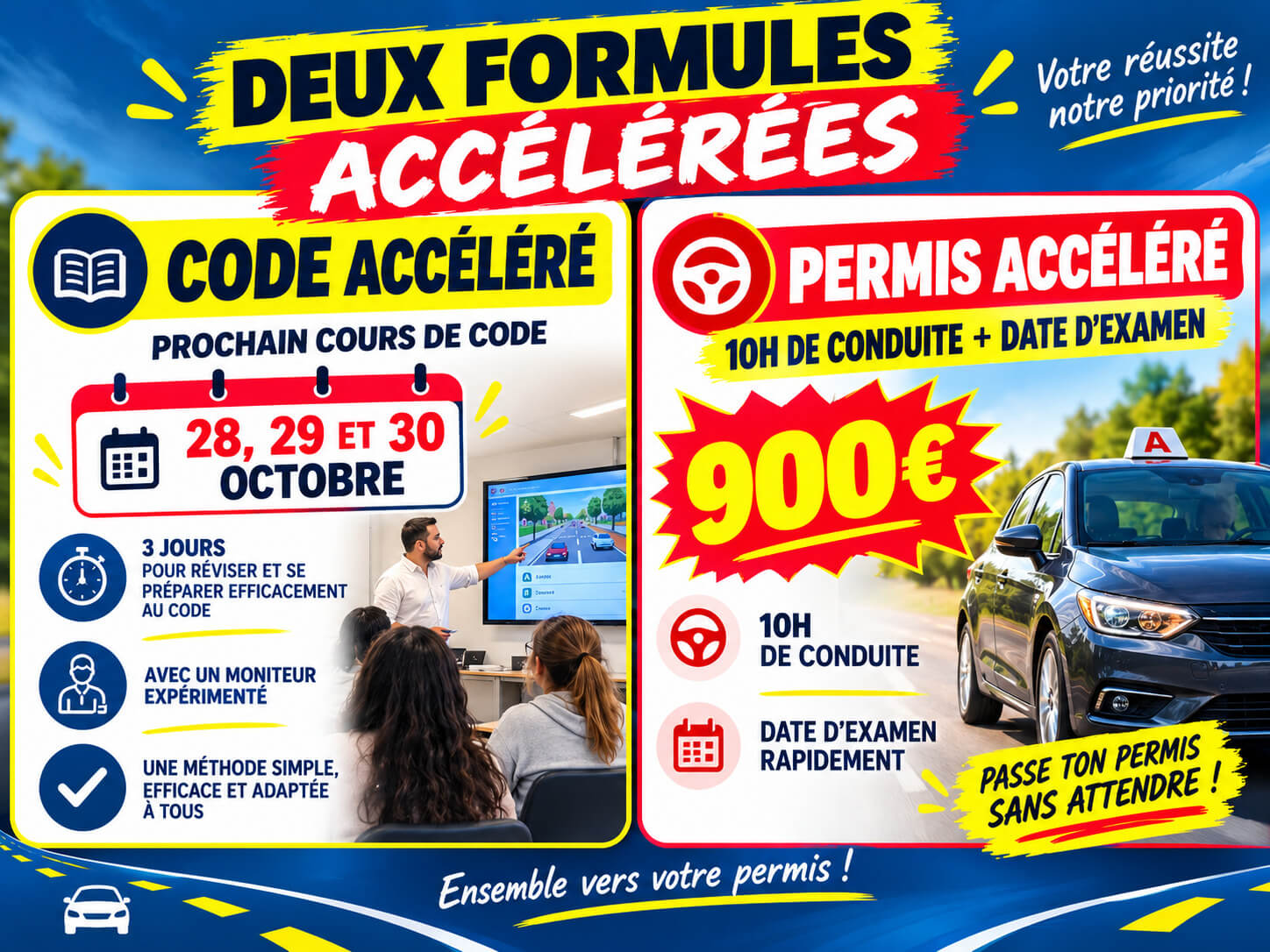 formules accélérées permis code